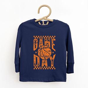 Футболка с длинным рукавом и принтом для малышей Basketball game day checkered distressed The Juniper Shop, Navy