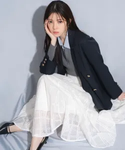 Юбка с асимметричным подолом и кружевом в клетку Noela, цвет Off White