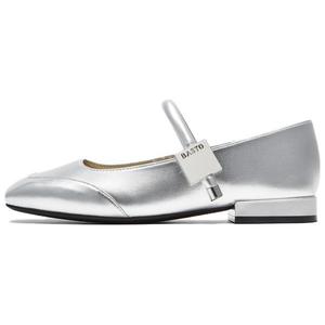 BASTO Туфли Мэри Джейн на массивном каблуке, серебристые, красные, абрикосовые, черные, золотые, женские, серебристые, цвет Silver