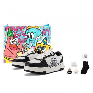 Kappa Износостойкие легкие низкие скейтерские кроссовки для увеличения роста унисекс белый черный - белый/черный (подарочная упаковка черный тигр+носки)