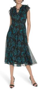 Женское платье миди с рукавами-крылышками и завязкой на шее от Tommy Hilfiger, Cypress Multi