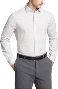 Мужская рубашка Calvin Klein Slim Fit с французскими манжетами, не требующими глажки, с узором «елочка», Multi Beige