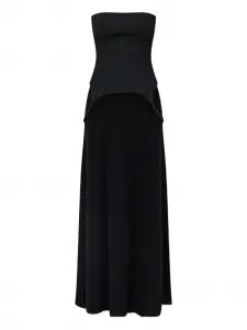 Платье с вставкой из ткани в тонкую полоску Misbhv, черный