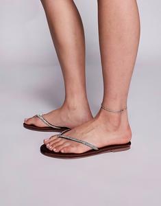 Босоножки Simmi London Wide Fit Ersil со стразами и мыском-ремешком из шоколадного атласа Simmi Wide Fit