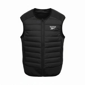 Пуховик без капюшона Unisex с воротником-стойкой, умеренная посадка Reebok, черный