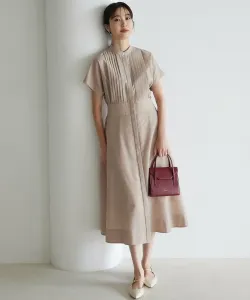 Платье из полупрозрачной вуали, не требующее стирки, с быстросохнущей текстурой, со складками спереди Suite L, цвет Beige [033]