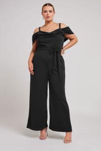 Комбинезон с капюшоном и открытыми плечами Yours, черный