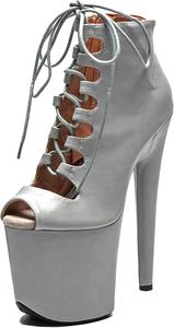 Женские экзотические ботильоны для пол-дэнс WUXIN H&P, на высокой платформе, с высоким каблуком 8 дюймов, на шнуровке, Grey