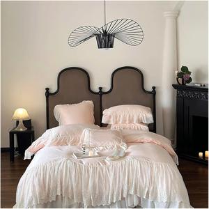 YUSIWOAL Комплект постельного белья премиум-класса французский стиль бежевый египетский хлопок свадебный шифон с кружевом