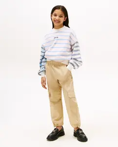 Длинные прямые брюки для девочки с эластичной талией Tommy Hilfiger, коричневый