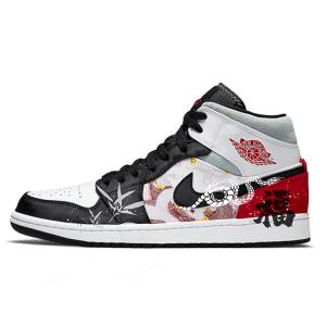 Jordan Баскетбольные кроссовки Air 1 Cushioned, износостойкие, нескользящие, винтажные, среднего размера, мужские, белые, красные