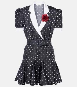 Мини-платье из шелкового твила в горошек Rodarte, Black And White Polka Dot