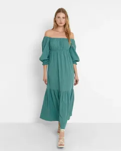 Миди-платье с буфчатыми рукавами Trucco, бирюзовый