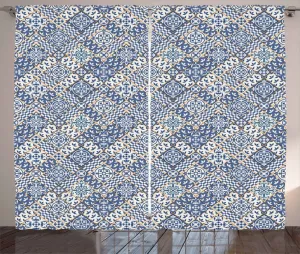 Штора ABAKUHAUS в марокканском деревенском стиле, квадраты и прямоугольники, присборенная тесьма для спальни с петлями и крючками, 280 x 225 см, цвет: оранжевый, белый, синий Abakuhaus