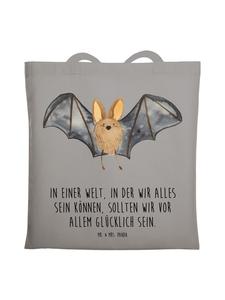 Mr. & Mrs. Panda Джутовая сумка с изображением крыльев летучей мыши и надписью светло-серого цвета