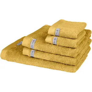 Набор полотенец ROSС Симфония, 5 шт. Фроттэ включает полотенца, банное полотенце и полотенца для гостей Ross, горчичный
