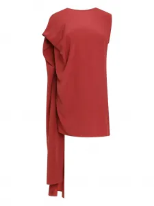 Шелковое платье с драпировкой Gianluca Capannolo, красный