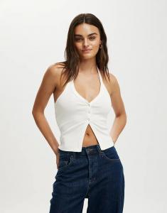 Топ-халтер Cotton On Alexa с пуговицами спереди, белый Cotton On