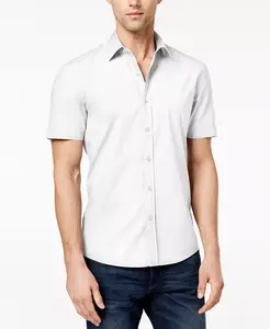 Мужская однотонная эластичная рубашка на пуговицах Michael Kors, белый