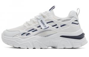 Warrior Wing Series Амортизирующие Износостойкие Противоскользящие Низкие Массивные Кроссовки Унисекс Синий Белый, Белый/Морской Синий