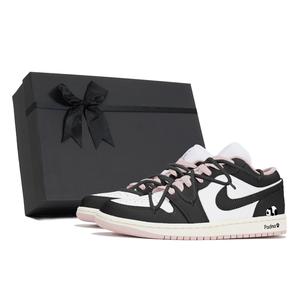 Эйр 1 Трай-Хай Лаб Панда Амортизирующие Износостойкие Низкие Кроссовки Винтажные Баскетбольные Женские Черные Розовые Джордан