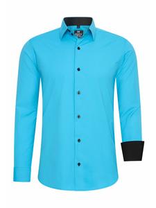 Рубашка делового кроя, облегающего кроя, из высококачественного хлопка-стрейч, бирюзового цвета Rusty Neal
