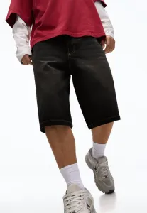 Широкие джинсовые шорты-бермуды Bershka, Black