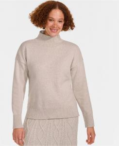 Женский уютный свитер с высоким воротником и разрезом по низу Lands' End, Oatmeal tan heather