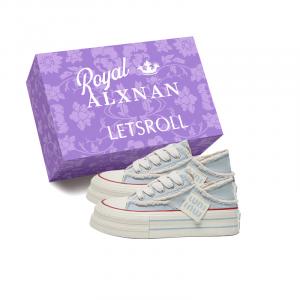 Alxnan Женские устойчивые к истиранию низкие кеды из холста с коробкой - синий+коробка, цвет Blue+Box