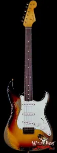 Fender Custom Shop Wild West Guitars 25-летний юбилей 1960 Stratocaster с жестким хвостом, гриф из мадежаскарского розового дерева, тяжелое состаривание, раскраска 3-Tone Sunburst, 3,27 кг
