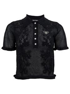 Roberto Geissini Красивый вязаный свитер с коротким рукавом, черный