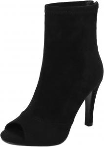 Женские летние ботильоны SHEMEE с открытым носком, туфли на высоком каблуке-стилето из искусственной замши с открытым носком и задней молнией, Black