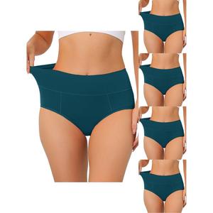 5 упаковок женского хлопкового нижнего белья с завышенной талией (доступны в размерах больших размеров), нижнего белья для контроля живота ALLEGRA K, синий