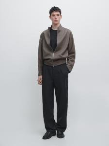 Брюки свободного кроя из смесовой шерсти с вытачками Massimo Dutti, navy blue