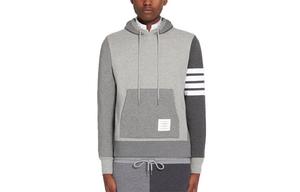 Логотип худи с детализированными шнурками THOM BROWNE, серый