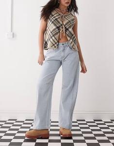 Джинсы Lioness Denim с низкой посадкой, бочкообразными штанинами и боковыми швами, светло-голубого цвета