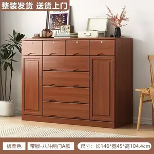 Yu Senyi Комод для гостиной и спальни из массива дерева, 7 ящиков с замком, светло-коричневый, собранный