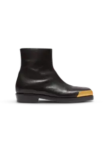 Ботинки с квадратным носком из фактурной кожи Balmain, черный