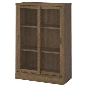 Шкаф с раздвижными стеклянными дверцами TONSTAD IKEA, 82x37x120 см, цвет brown stained oak veneer