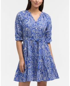 Женское многоярусное платье с цветочным принтом и поясом Ellen Tracy, Azure paisley swirl
