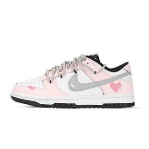 Nike Кроссовки для скейтбординга Dunk Pixel Love Leather с защитой от истирания и скольжения, низкие, унисекс, розовые и белые