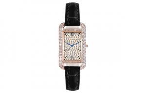 Кварцевые часы на натуральном кожаном ремешке Женские часы KANGOL с золотым циферблатом Зелёный ремешок Полностью инкрустированные бриллиантами в стиле богини