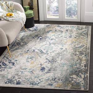 Ковер SAFAVIEH, 183 x 275 см, Madison Collection, Ivory & Blue, дизайн Boho Chic Distressed, без линьки и простой в уходе, идеален для помещений с высокой проходимостью в гостиной, спальне (MAD159M)