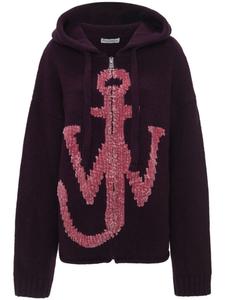 JW Anderson толстовка с капюшоном на молнии с логотипом якоря, фиолетовый
