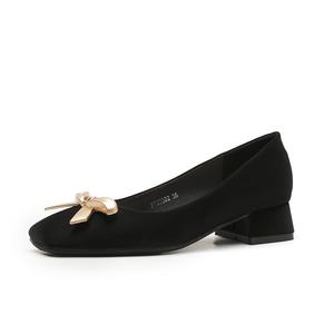 YAFEI XUANYU Черные женские туфли на платформе с массивным каблуком 4 см, цвет Black