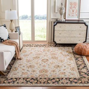 Ковер SAFAVIEH, 244 x 305 см, - коллекция Chelsea - большой - светло-голубой и черный, ручной вязки из шерсти, дизайн в стиле французской деревни, идеально для гостиной, спальни, офиса, столовой (HK505A)