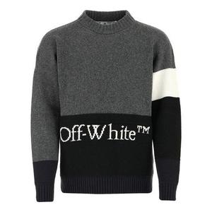 Свитер fw20 logo printing sweater men grey Off-White, серый