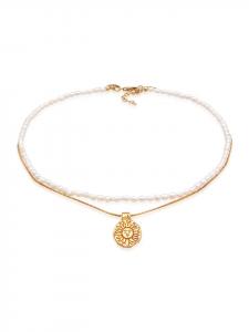 Elli Колье из серебра 925 пробы в виде солнца, в стиле бохо, с золотыми элементами