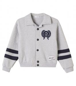 Куртка университетская из хлопкового флиса DG Dolce&Gabbana Kids, Melange Grigi