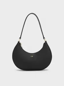 Кожаная сумка-хобо "Крест" Charles & Keith, цвет Black